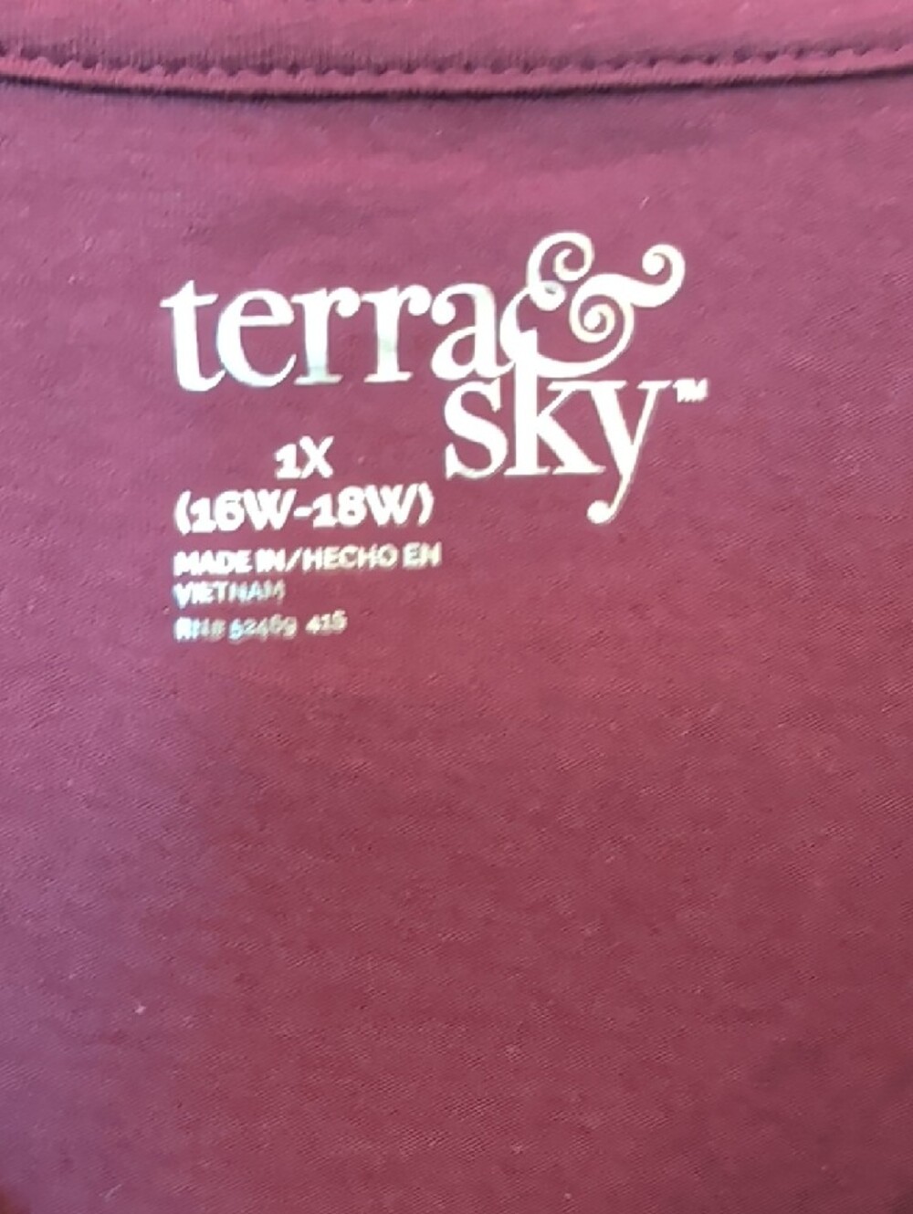 Terra & Sky Plum V-Neck Long Sleeve Top 1X NWT Plus Size Soft Stretch Casual - Picture 3 of 6